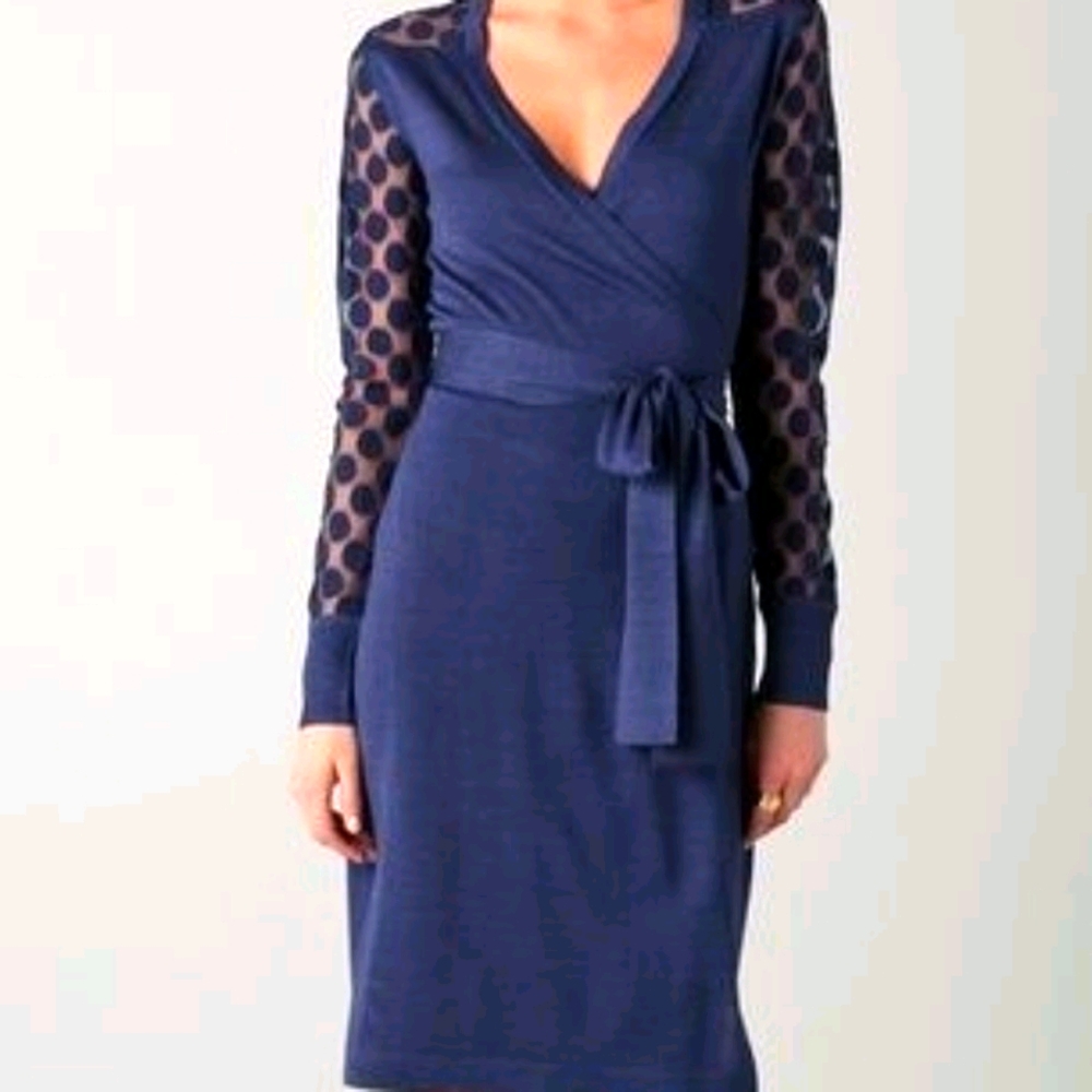 Diane von Furstenberg sheer sleeve wrap dress